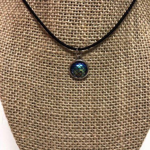 BEACH JEWELRY DESIGNS MERMAID CHARM ON BLACK CORD, BLUE BEACH JEWELRY DESIGNS MERMAID CHARM ON BLACK CORD, BLUE
