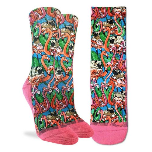 GOOD LUCK SOCK PUGS & FLAMINGOS WOMENS SOCKS GOOD LUCK SOCK PUGS & FLAMINGOS WOMENS SOCKS