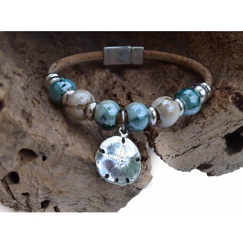 CORK TREE DESIGNS SAND DOLLAR CORK BRACELET CORK TREE DESIGNS SAND DOLLAR CORK BRACELET