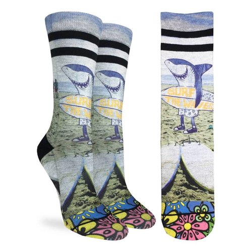 GOOD LUCK SOCK SURFING SHARK WOMENS SOCKS GOOD LUCK SOCK SURFING SHARK WOMENS SOCKS