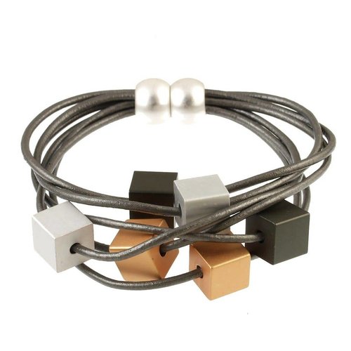 ORIGIN JEWELRY LEATHER CUBE BRACELET ORIGIN JEWELRY LEATHER CUBE BRACELET