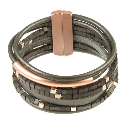 ORIGIN JEWELRY MULTI-STRAND CUBE BEAD CUFF ORIGIN JEWELRY MULTI-STRAND CUBE BEAD CUFF