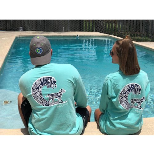 BUDDY BY THE SEA PAISLEY WAVE DOG L/S TEE, TEAL BUDDY BY THE SEA PAISLEY WAVE DOG L/S TEE, TEAL