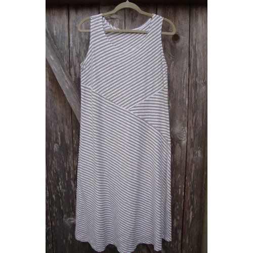 CUT LOOSE LENTIL LINEN STRIPE TANK DRESS, LAUNDERED CUT LOOSE LENTIL LINEN STRIPE TANK DRESS, LAUNDERED