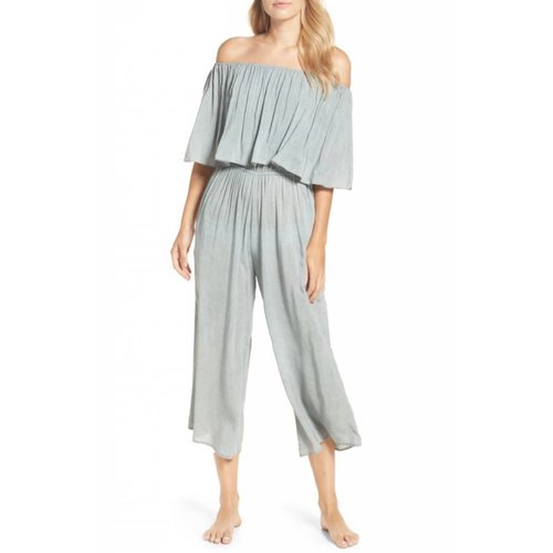 ELAN OFF-THE-SHOULDER JUMPSUIT, SEAFOAM ELAN OFF-THE-SHOULDER JUMPSUIT, SEAFOAM