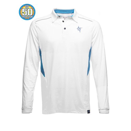 WHITE WATER ADMIRAL L/S POLO, WHITE WHITE WATER ADMIRAL L/S POLO, WHITE