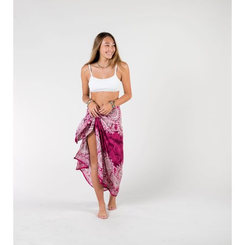 LOTUS AND LUNA SAN NICOLAS SARONG, CRIMSON WATERCOLOR LOTUS AND LUNA SAN NICOLAS SARONG, CRIMSON WATERCOLOR