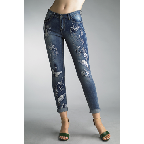 TEMPO PARIS APPLIQUED STRETCH JEANS TEMPO PARIS APPLIQUED STRETCH JEANS