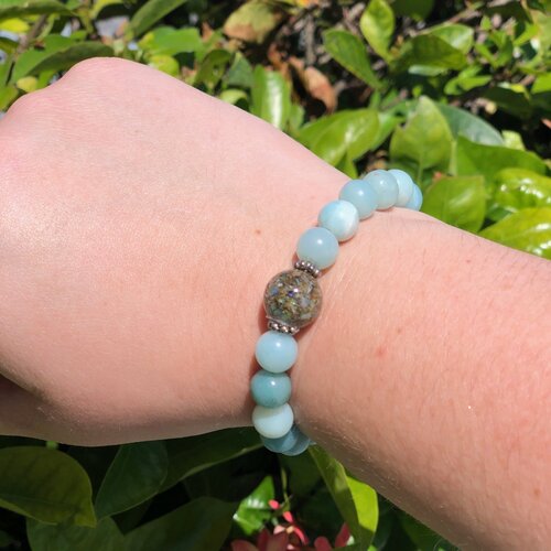 VINSOY CANDLES JENSEN BCH SAND OPAL BRACELET, AMAZONITE VINSOY CANDLES JENSEN BCH SAND OPAL BRACELET, AMAZONITE