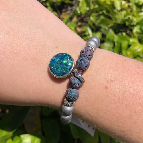 VINSOY CANDLES JENSEN BCH SAND OPAL BRACELET, SILVER TITANIUM QUARTZ VINSOY CANDLES JENSEN BCH SAND OPAL BRACELET, SILVER TITANIUM QUARTZ
