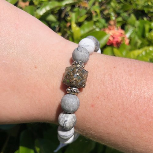 VINSOY CANDLES JENSEN BCH SAND OPAL BRACELET, WHITE TURQUOISE VINSOY CANDLES JENSEN BCH SAND OPAL BRACELET, WHITE TURQUOISE