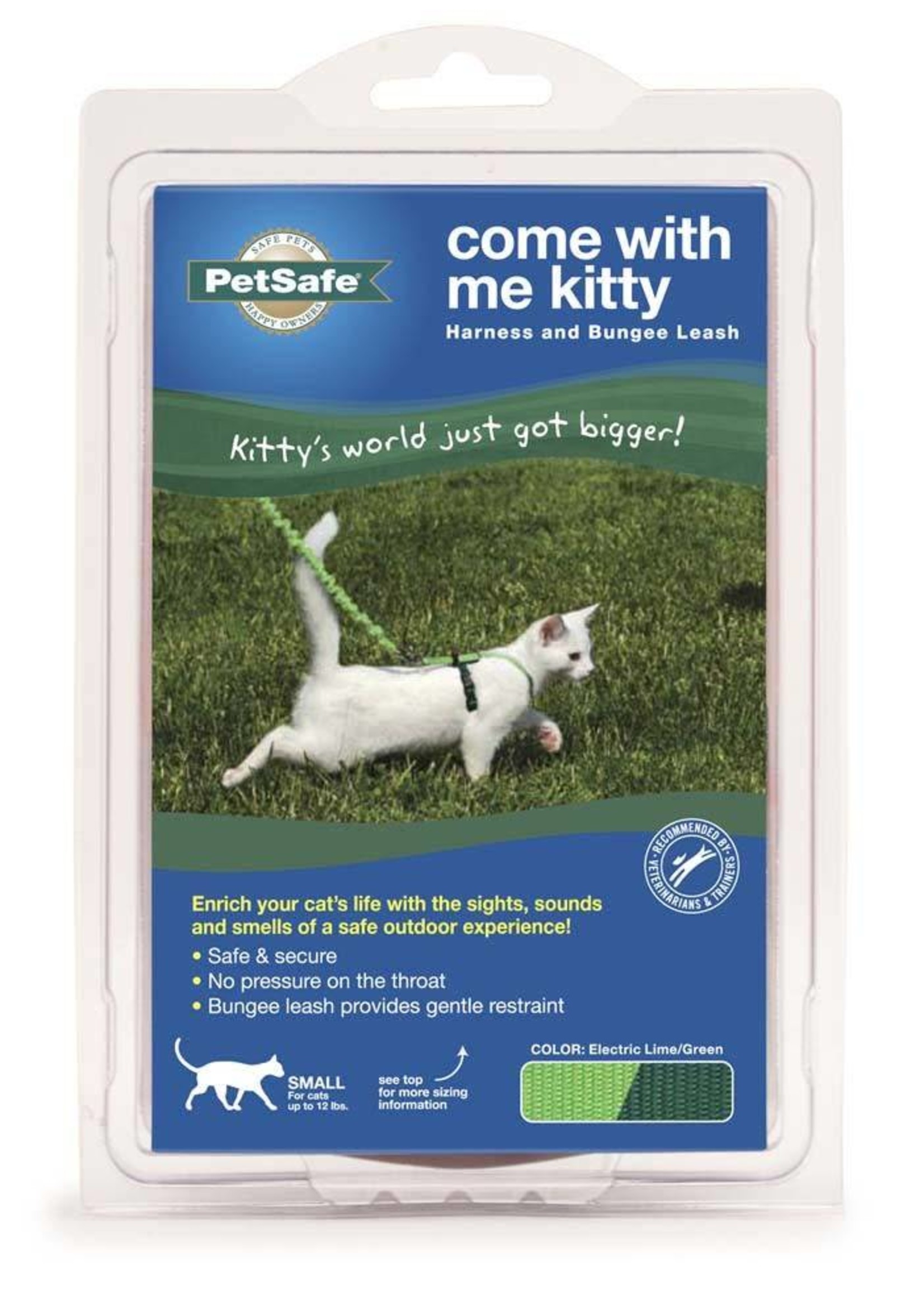 PREMIER PET - SLAVE TO #370 PetSafe Come With Me Kitty Harness & Bungee Leash Kitten/Small Electric Lime/Green