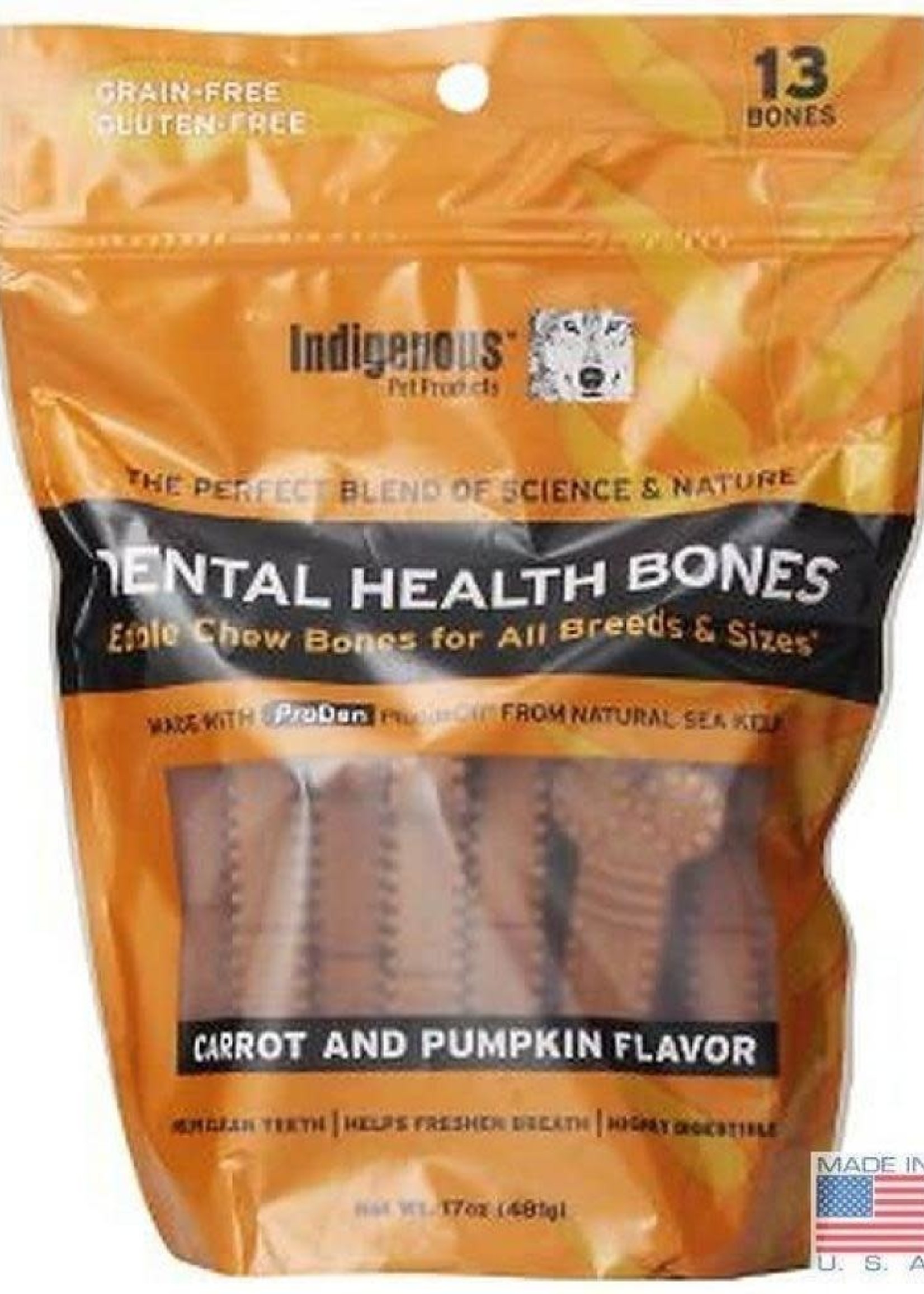 Indigenous Indigenous Dental Bone Carrot and Pumpkin 17z 13 treats