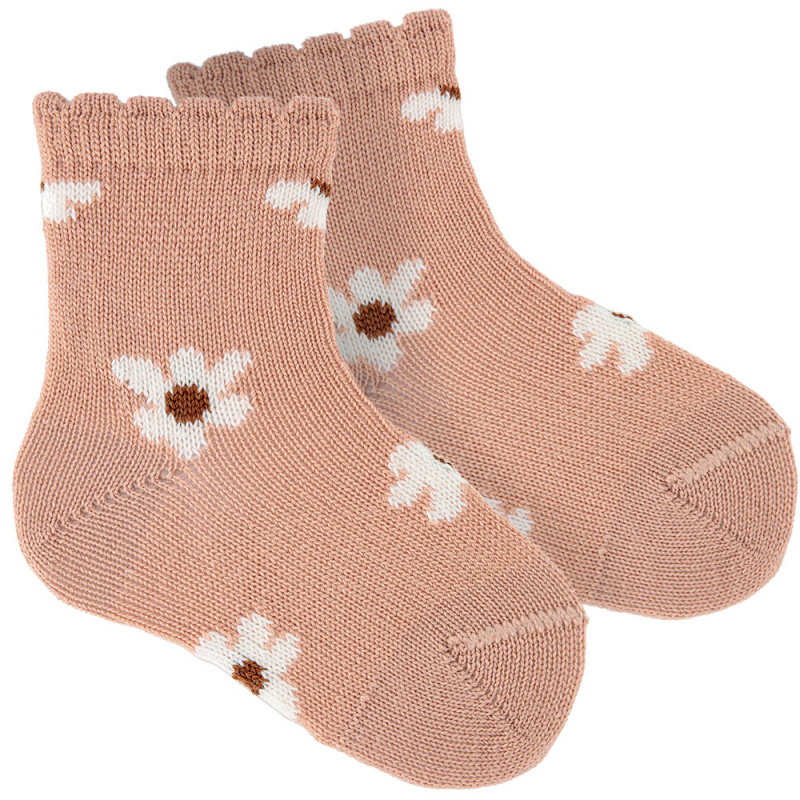 Condor Condor - Merino wool-blend floral short socks