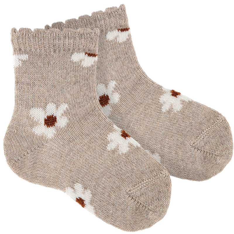 Condor Condor - Merino wool-blend floral short socks