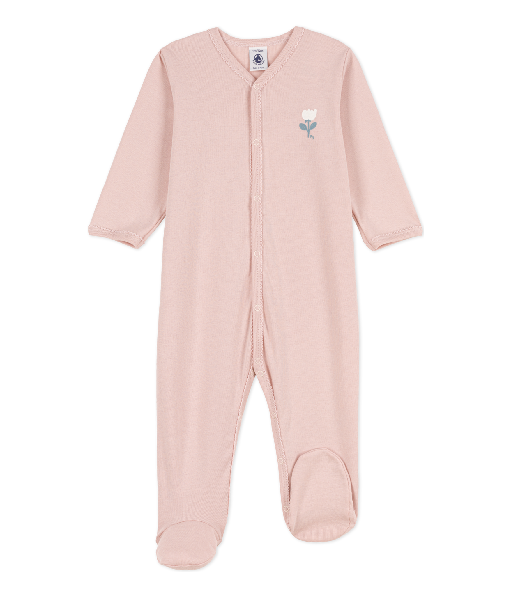 Petit bateau Petit bateau - Pink Cotton Sleepsuit