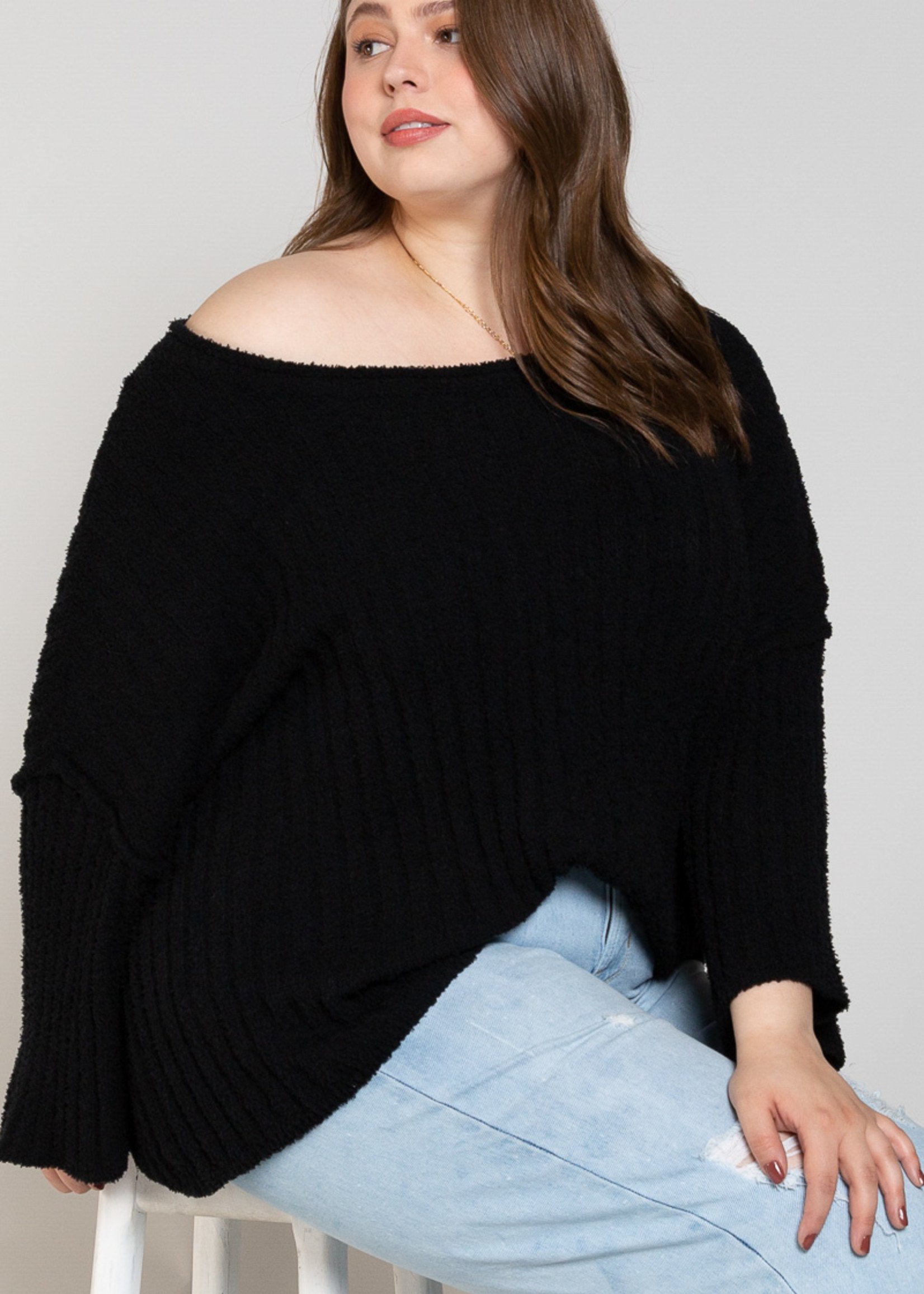 POL POL Curve Wide-Neck Pocket Sweater