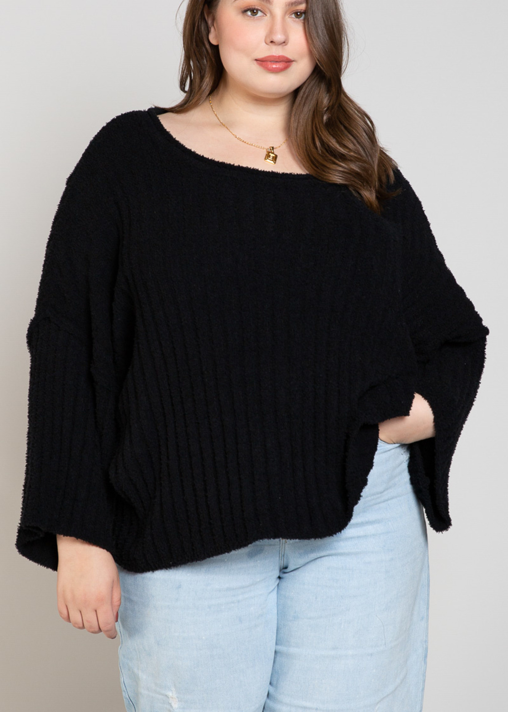 POL POL Curve Wide-Neck Pocket Sweater