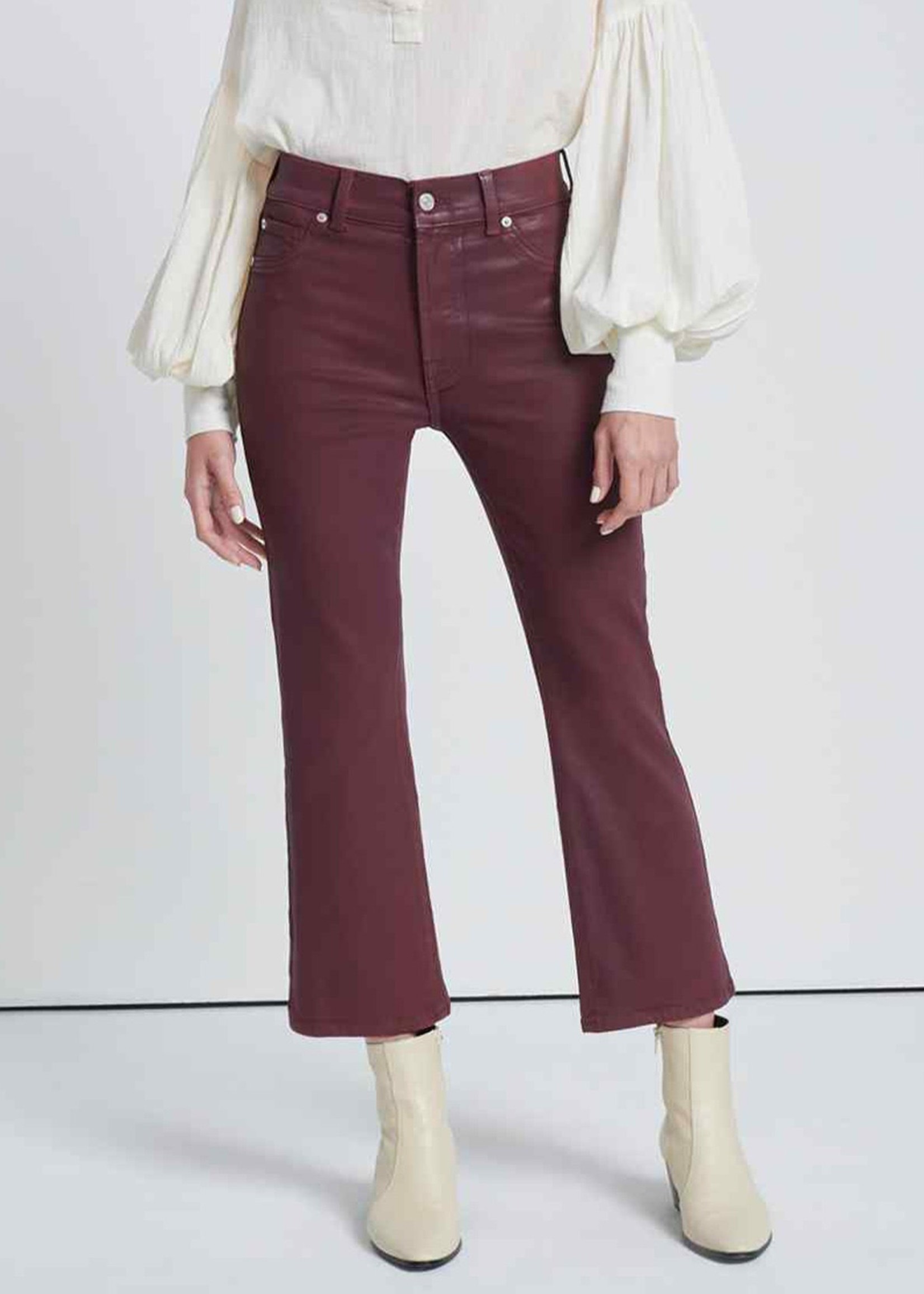 7 For All Mankind 7 For All Mankind The High Waist Slim Kick in Coated Ruby Rust