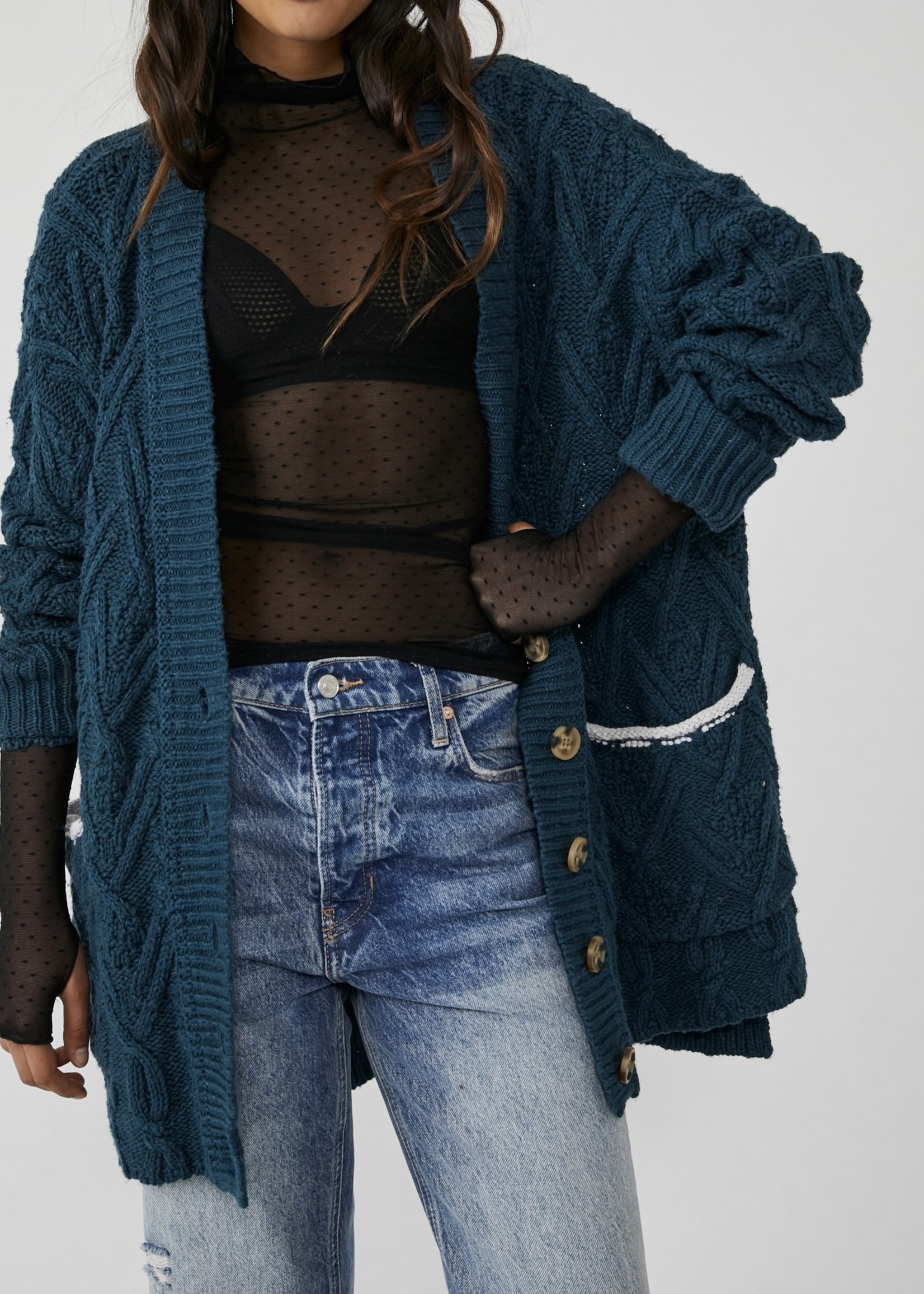 People Montana Cable Cardi - Minky Mink