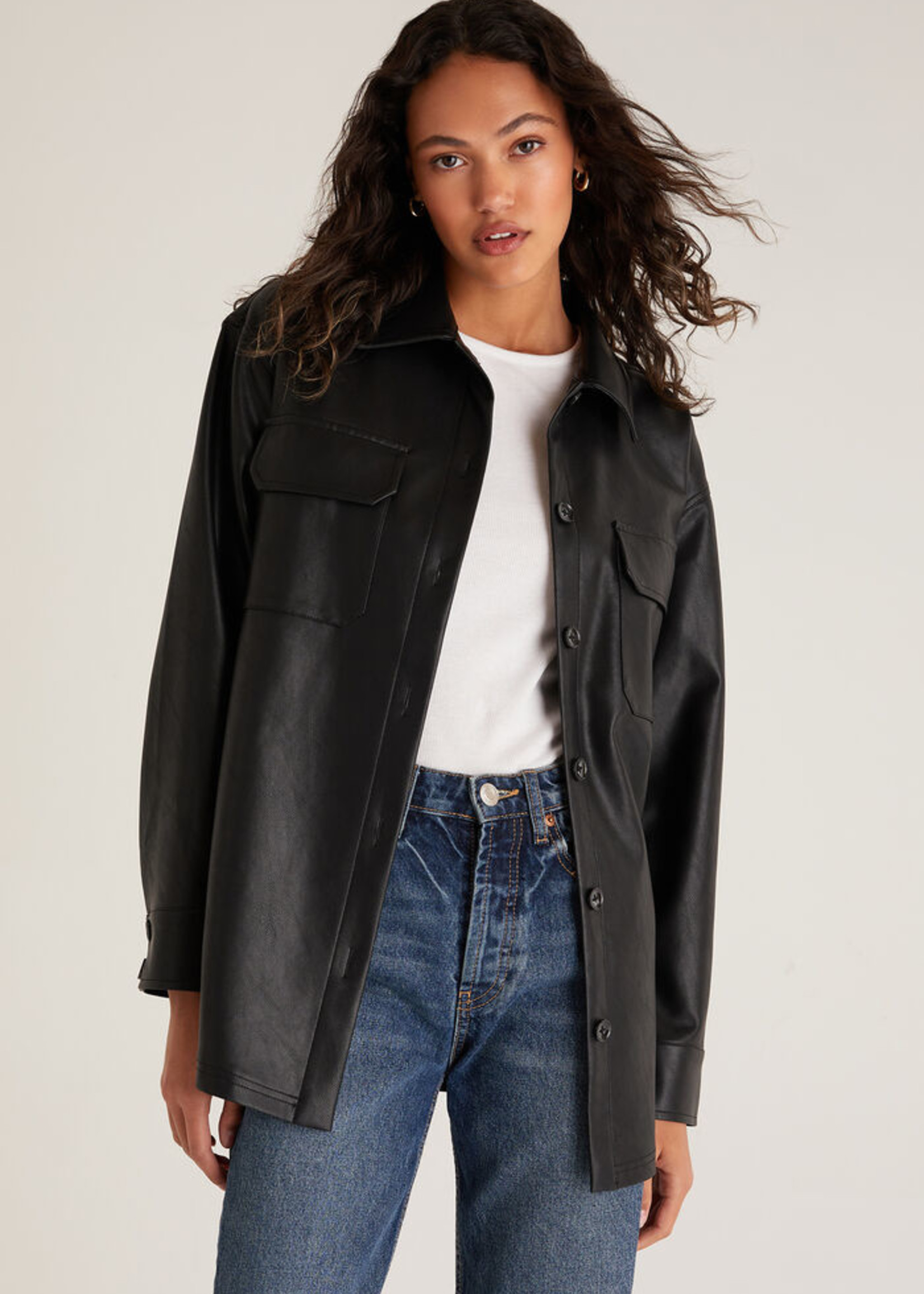 Z Supply Z Supply Evelyn Faux Leather Shacket