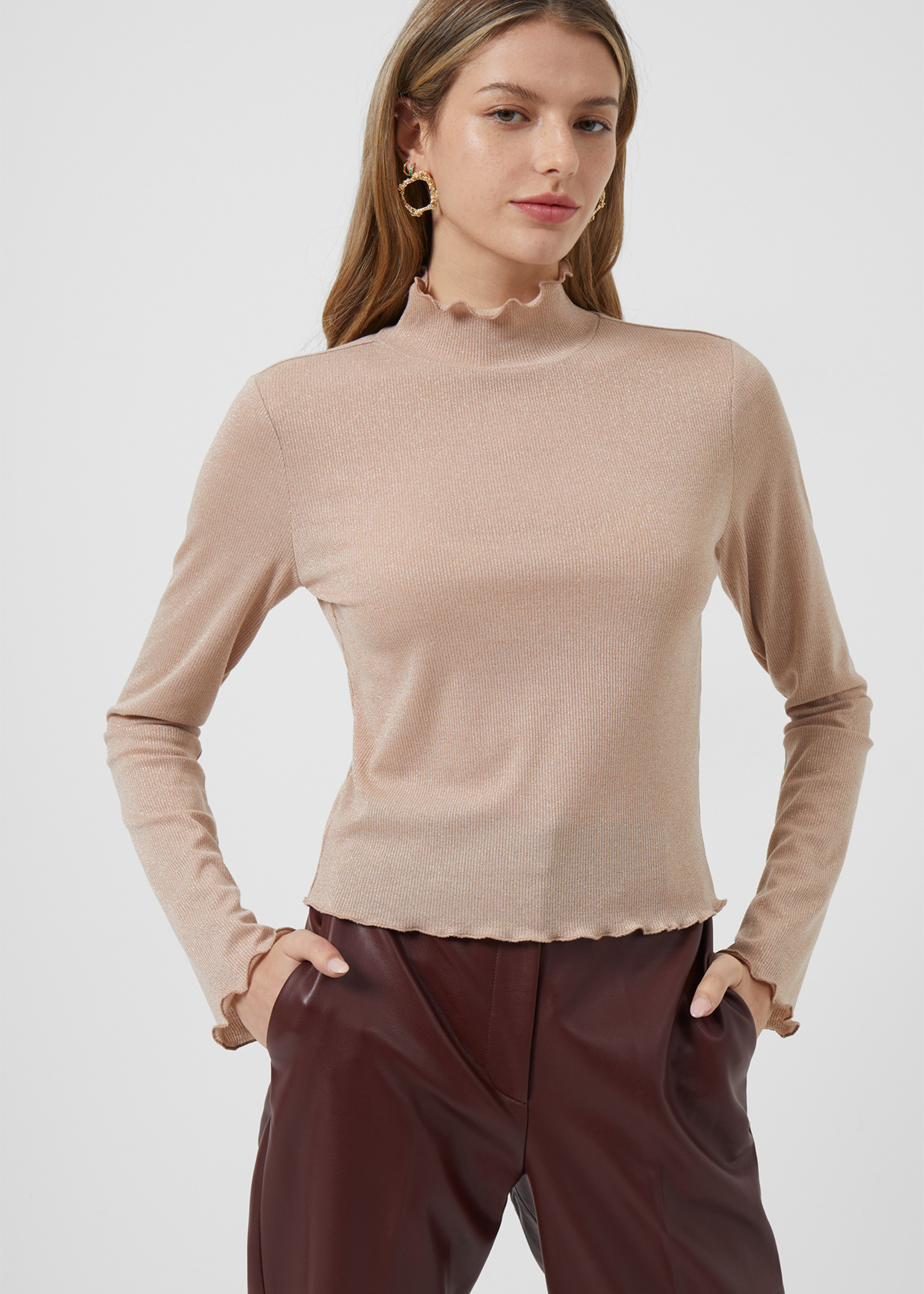 French Connection French Connection Silia Tercel Jersey Roll Neck Top