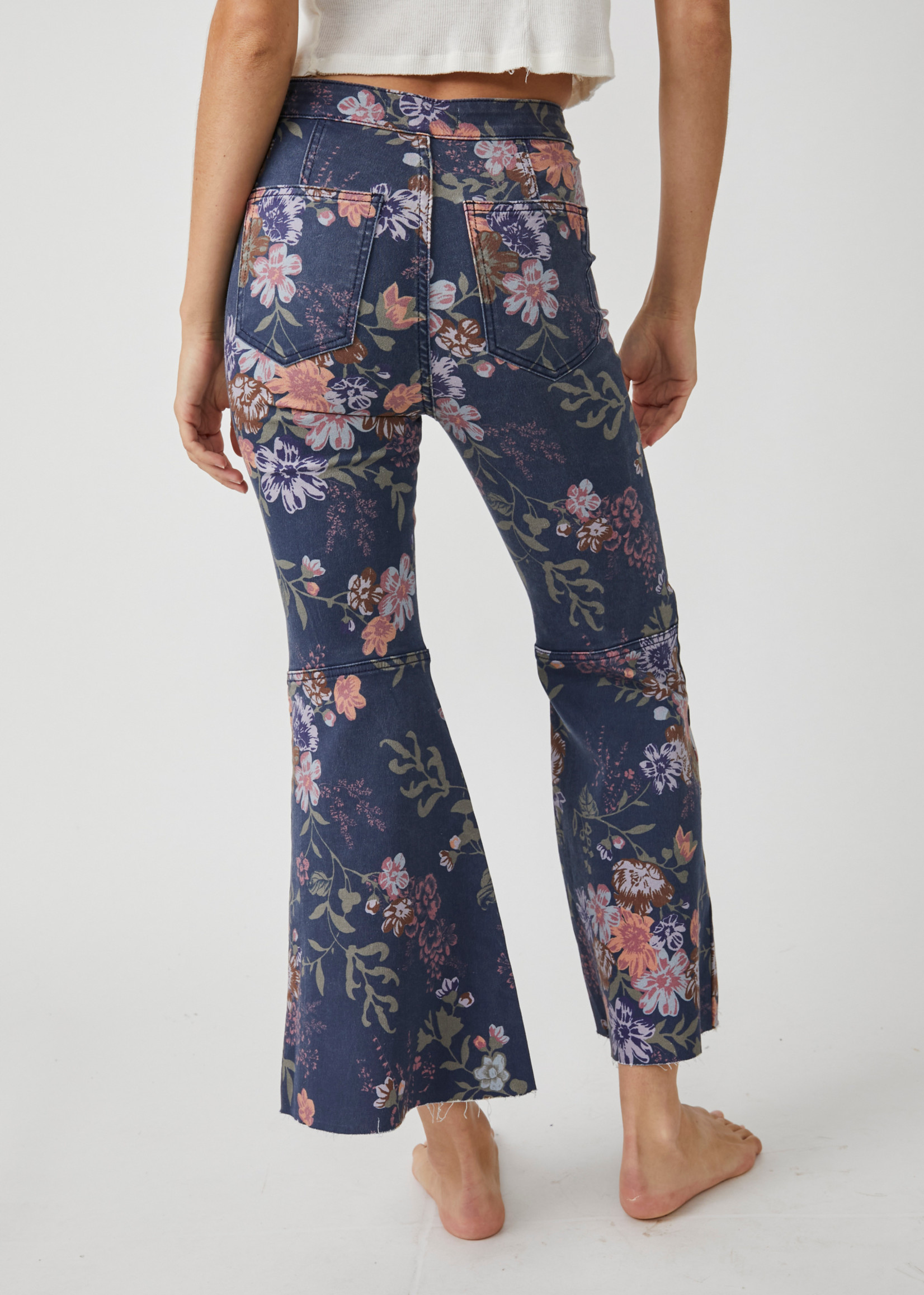 Free People Free People Youthquake Printed Crop Flare Jeans