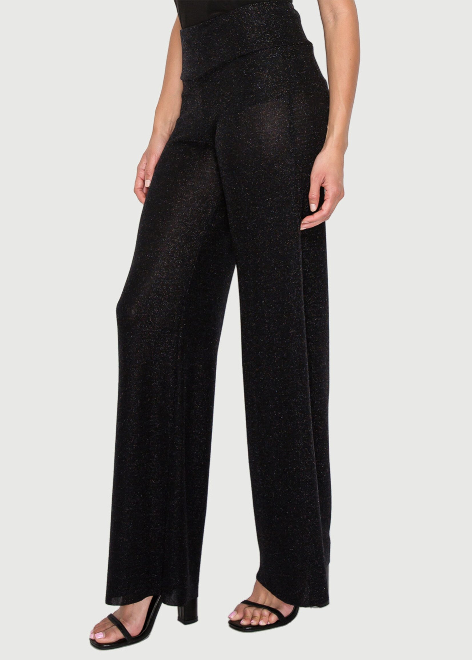 Glitter High Waist Wide Leg Trousers - Cider