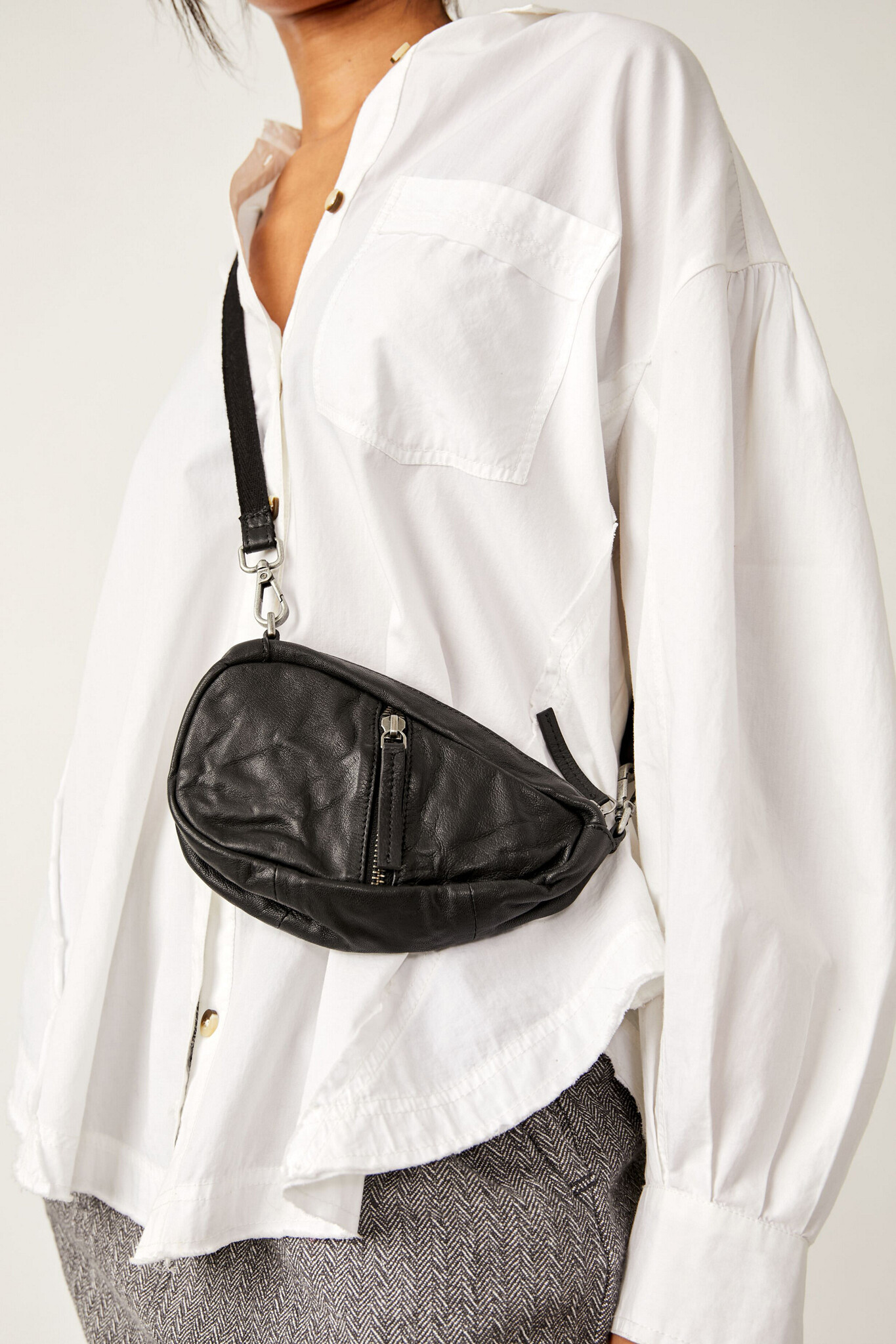 Black Leather Mini Crossbody Bag