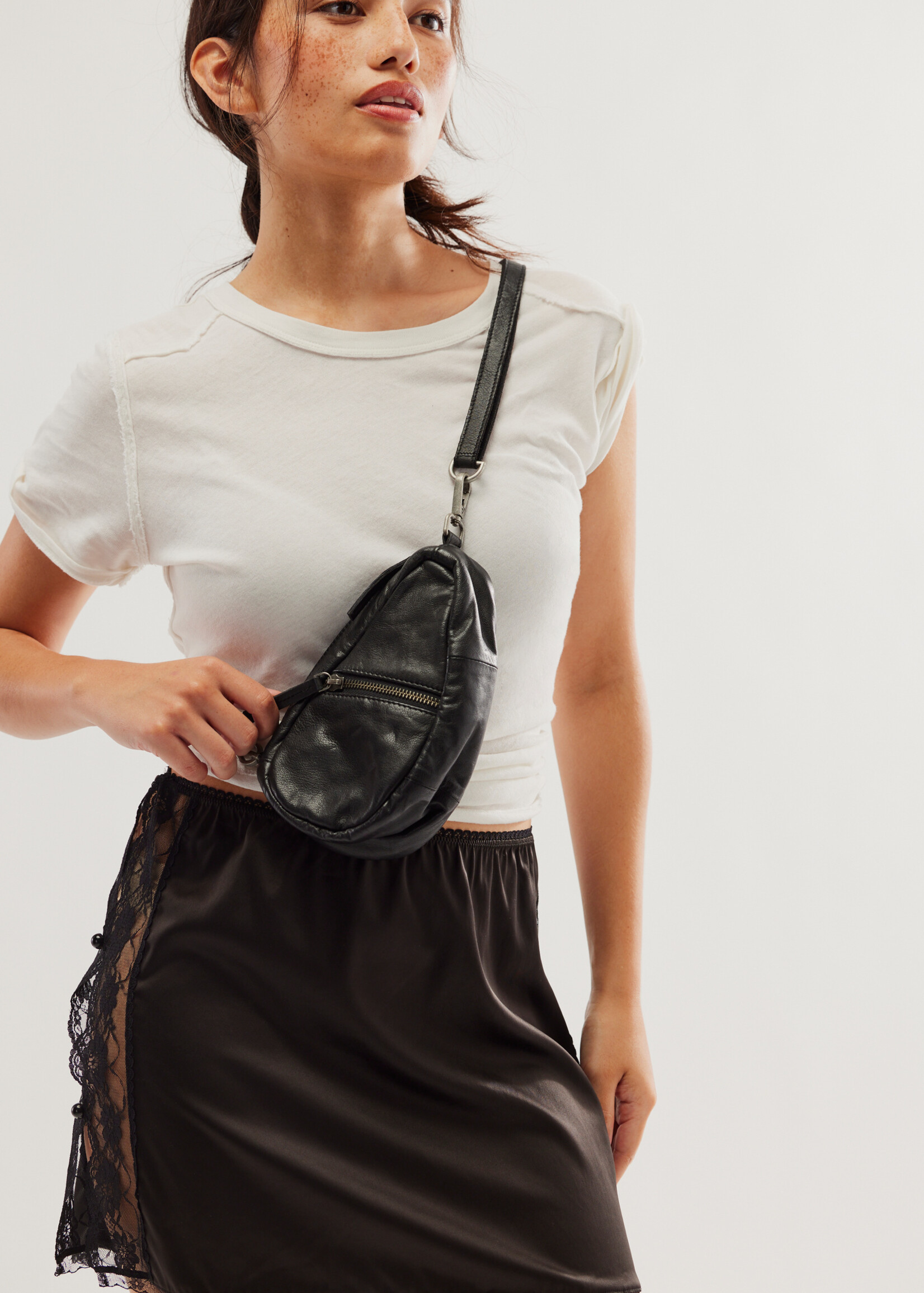 Black Leather Mini Crossbody Bag