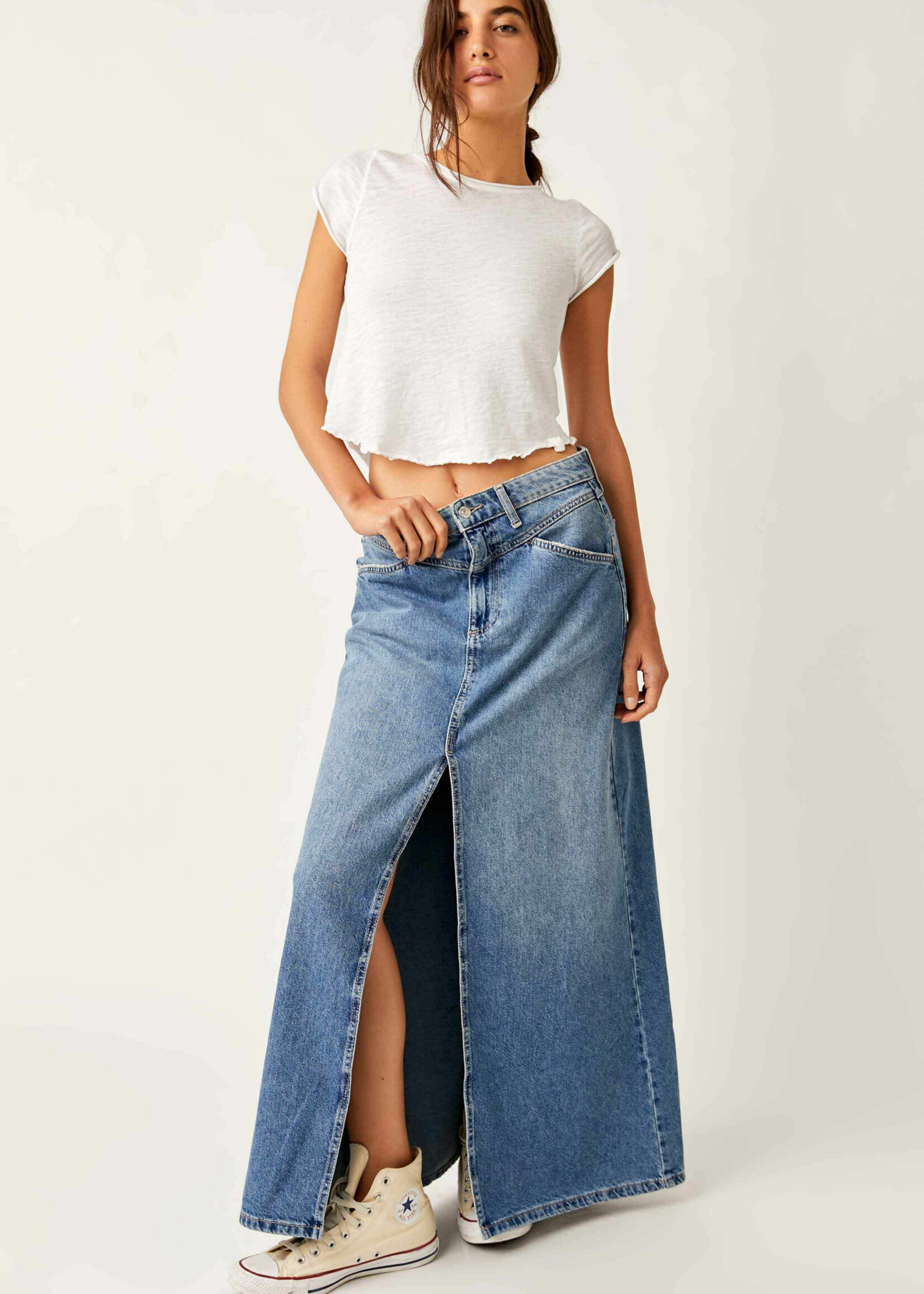 Free People Free People Come as You Are  Denim Maxi Skirt