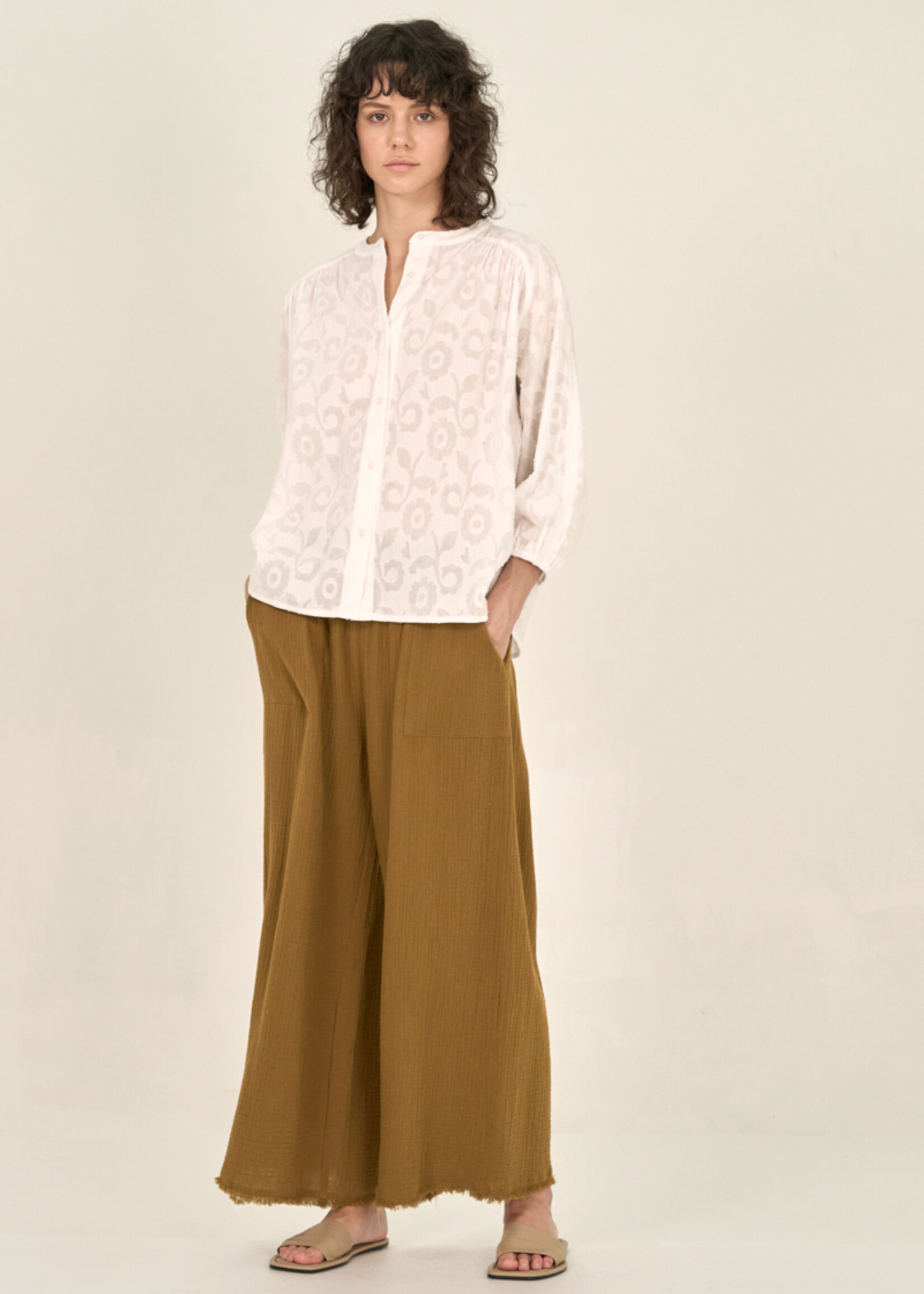 Grade & Gather Grade & Gather Raw Edge Gauze Pants