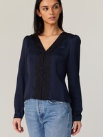 French Connection Ennis Satin LS V Neck Blouse