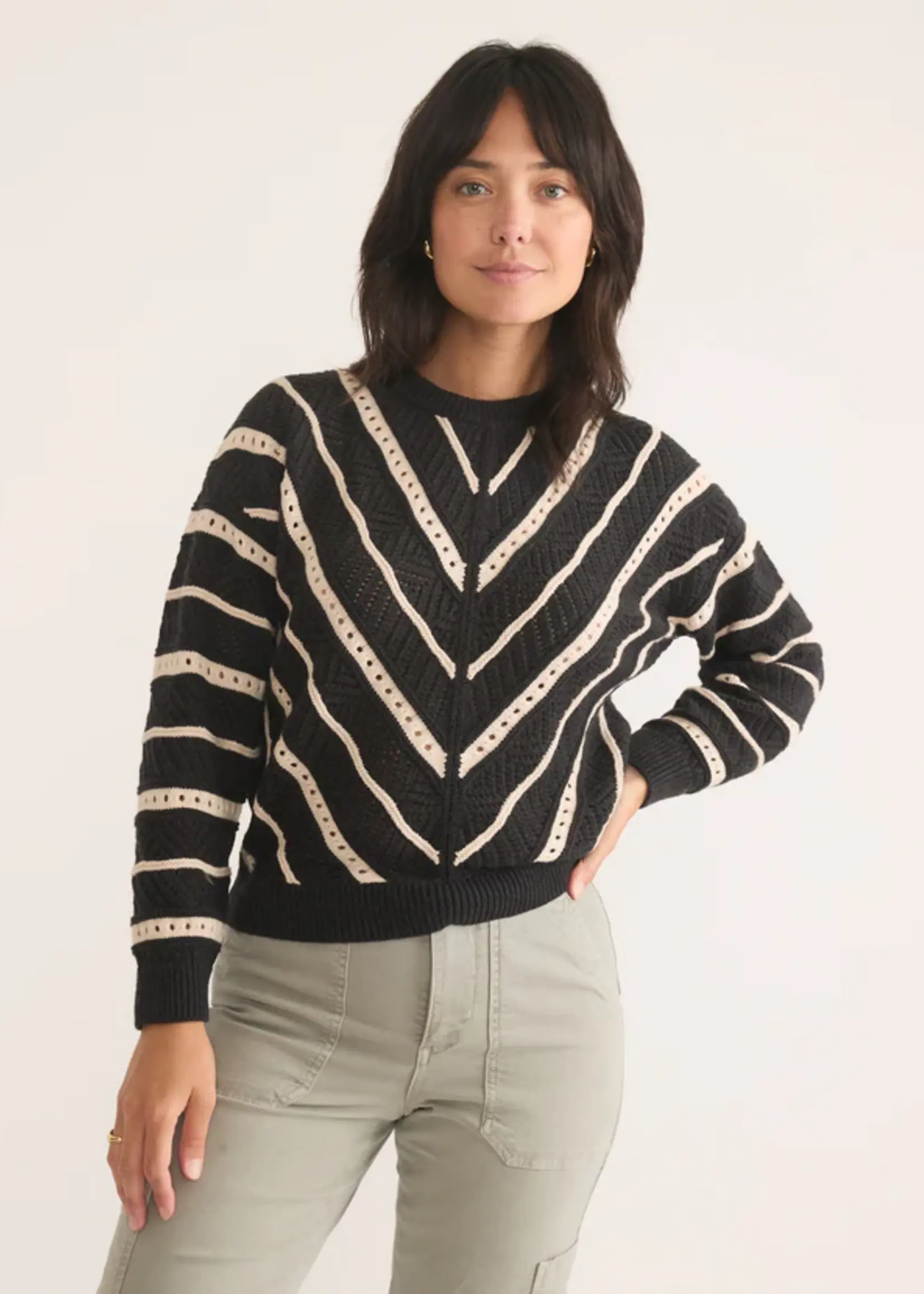 Marine Layer Brooke Textured Crewneck Sweater- Multi