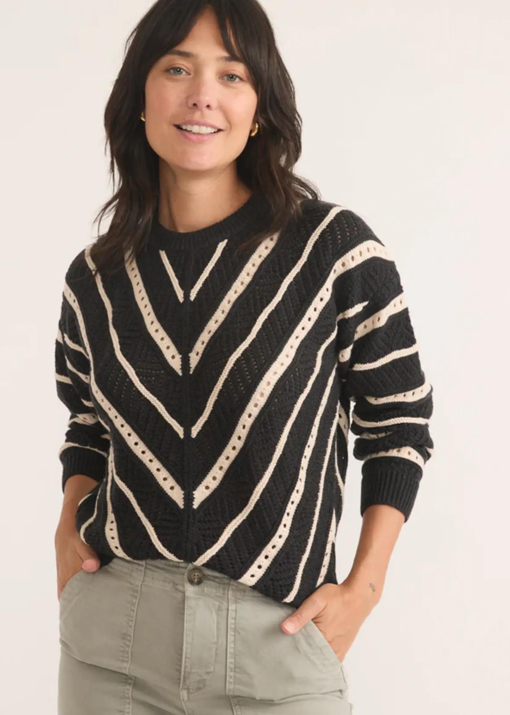 Marine Layer Brooke Textured Crewneck Sweater- Multi