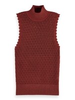 Scotch & Soda Metallic Pointelle Knitted Rust Sweater