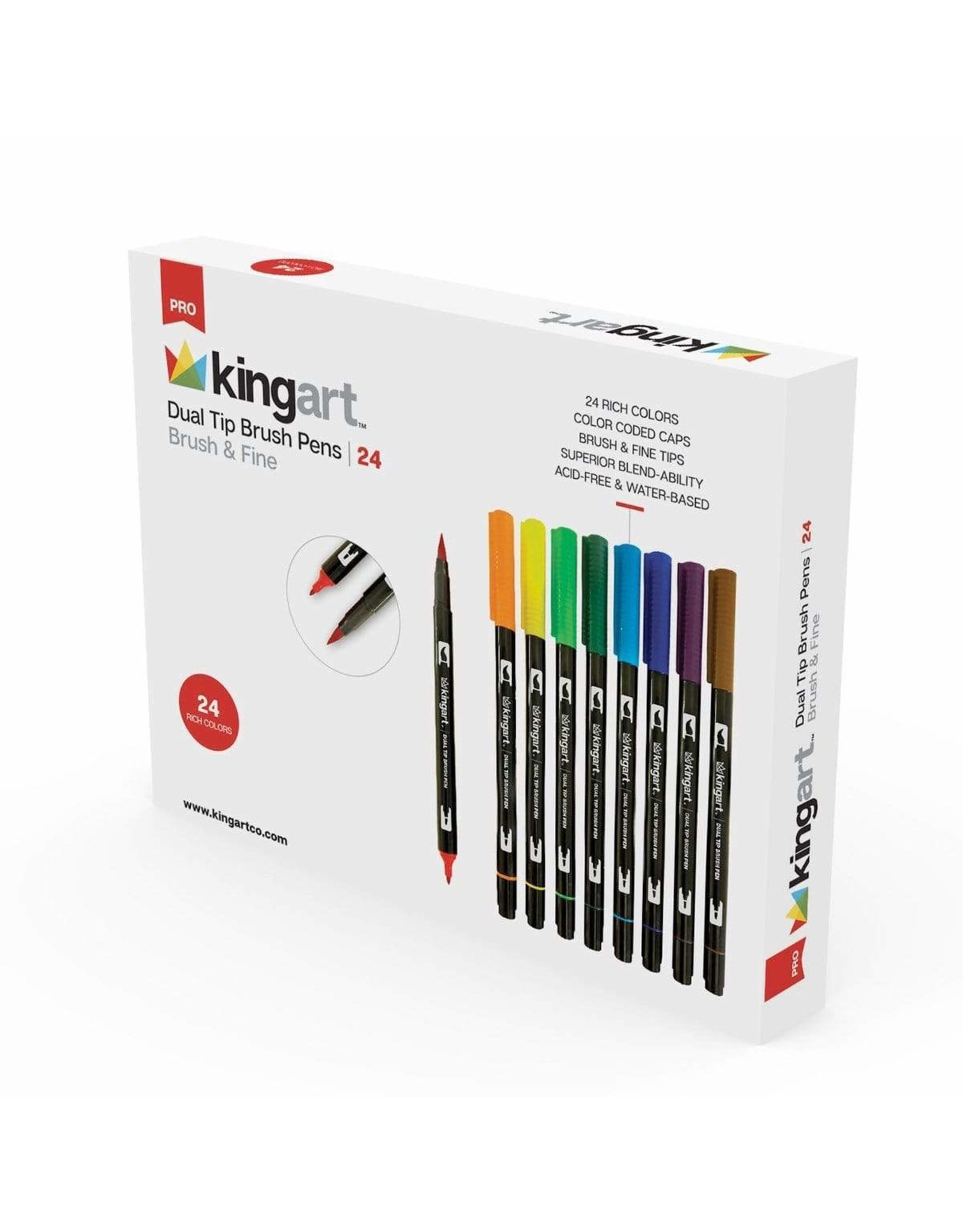 KINGART 24pc Dual Tip Brush Pens