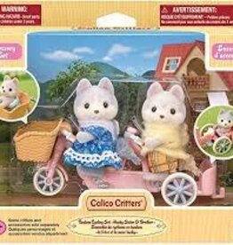 Calico Critters Tandem Cycling Set - Husky Sister & Brother