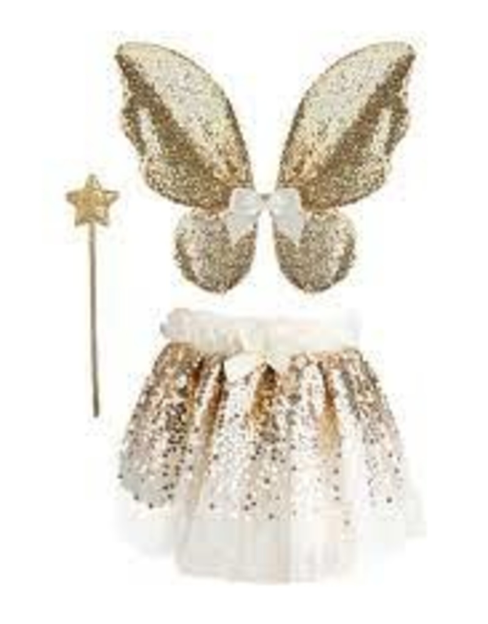 Great Pretenders Gracious Gold Sequins Skirt, Wings, & Wand, Size 4-6