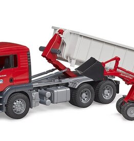 BRUDER TOYS AMERICA INC NEW MAN TGS truck with Roll-Off-Container w compact loader