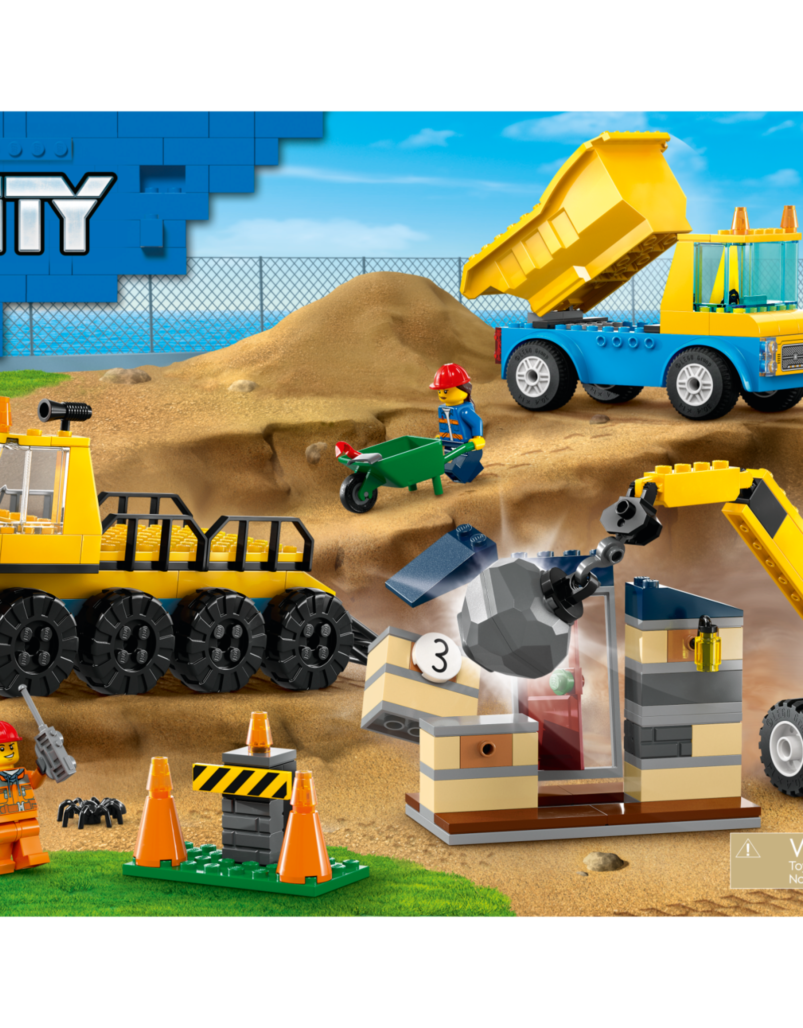 Lego Construction Trucks and Wrecking  Ball Crane