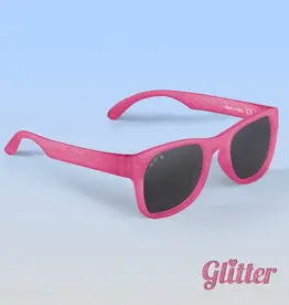 Roshambo Baby Wayfarer Pink Glitter Sunglasses | Grey Polarized Lens / Toddler (Ages 2-4)