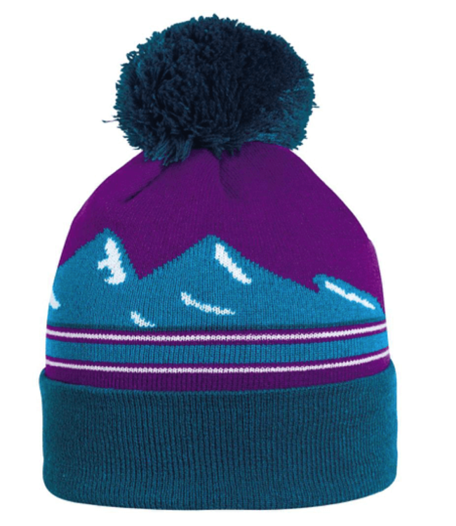 Turtlefur, Mountains Pom Beanie, Teal Blue