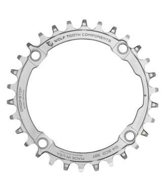 Wolf Tooth Components Wolf Tooth Components, Stainless BCD 104mm, Chainring, Teeth: 30, Speed: 9-12, BCD: 104, Bolts: 4, Middle, Stainless Steel, Silver