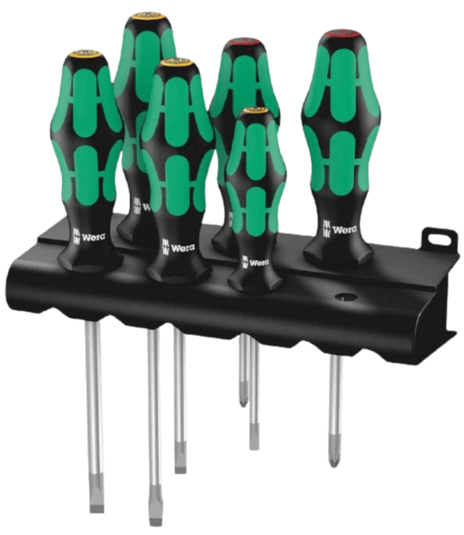 Wera Tools Kraftform Plus Lasertip Screwdriver Set with Rack, 6 pieces