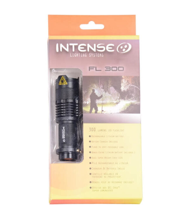 Intense Lighting Systems, 300 Lumen Rechargeable LED Flashlight with COB lamp, Black