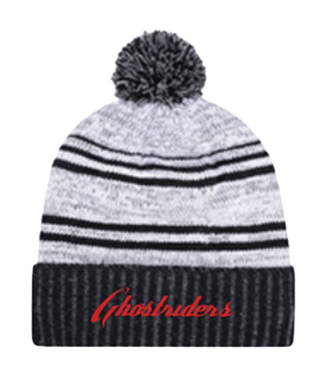 Ghostriders, Toque with Red Embroidered "Ghostrider" Black/White