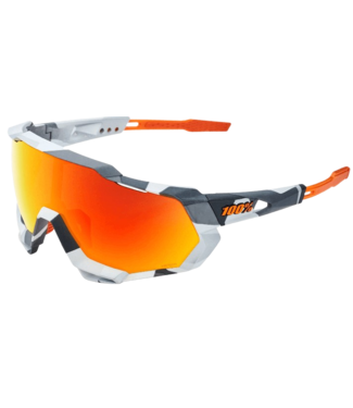 100% 100%, Speedtrap Sunglasses Soft Tact Grey Camo/HiPER Red Multilayer Mirror Lens
