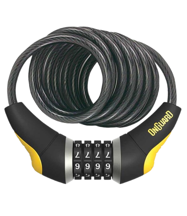 OnGuard, Doberman 8032, Coil cable with combination lock, 10mm x 185cm (10mm x 6')