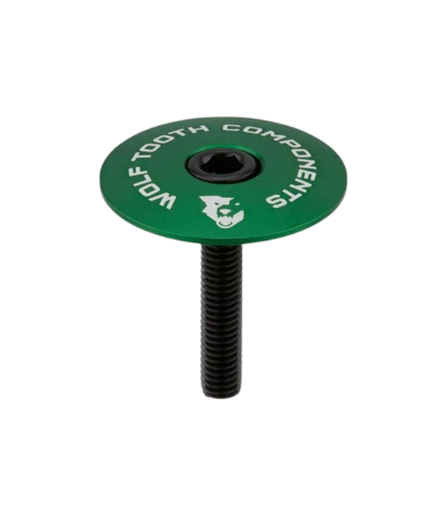 Wolf Tooth components, Ultralight Stem Cap and Bolt, 1-1/8'', Green